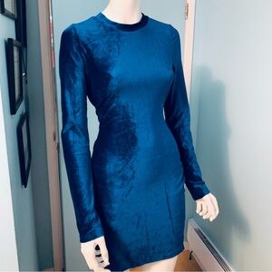 Elegant Blue Velvet Dress